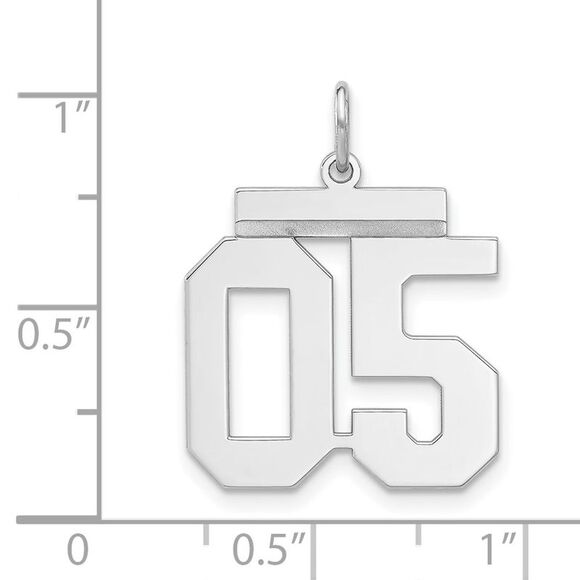 Sterling Silver, Athletic Collection Medium Polished Number 05 Pendant - Picture 4 of 5